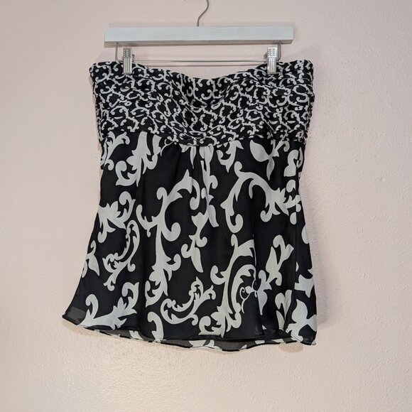 Black White Mixed Print Strapless Tube Top -Mob Wife - Baroque - Size 14 - Picture 3 of 7